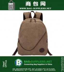 Canvas Multi-Pocket Classic Cotton Backpack Book Bag Khaki Rucksack Travel Military Bag