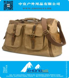 Canvas mit Crazy Horse Leder Reise Duffle europäischen und amerikanischen Herren Reisetaschen Männer Aktentaschen Männer Messenger Bags