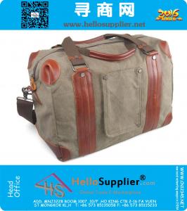 Durable Travel Duffle Bag, Canvas com couro Grande capacidade Weekend Travel Bag, bolsas de bagagem leve para mão