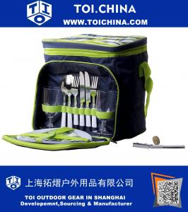 Cestello da picnic isolato - Lunch Tote Cooler Backpack Flatware Two Place Setting