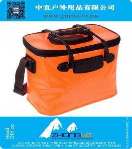 Large Capacity Folding Green Blue Orange Live Fish EVA Plastic Fishing Bucket Water Tank With Handle Fishing Bags