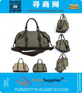 Bolsos de viaje de equipaje de lona de cuero militar Vintage de gran capacidad Bolsos de hombro de deporte ocasional del bolso de hombro del deporte