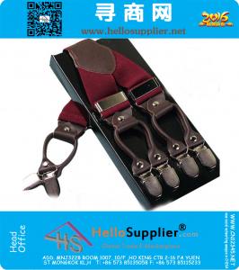 Leather alloy 6 clips vintage casual suspenders GIft box adult braces fashion Tirantes 3.5 X 110cm