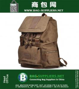 Men men's Vintage Canvas Backpack Rucksack Satchel Military Sport bag