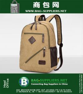 Erkek Vintage Brown, Siyah Tuval Deri Seyahat Sırt Çantası Askeri Sırt çantası Satchel Laptop Çantaları