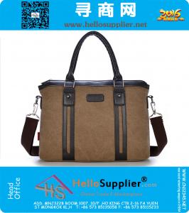 Mens Vintage Canvas Leather School Shoulder Bag Computador Laptop Bag Satchel