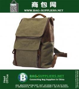 Mens ejército mochilas de lona verde con bolsillo de solapa mochila de gran capacidad para viajar subir escalar