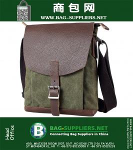 Ejército militar Verde Marrón Vintage Cuero Lienzo Mochila Mochila Bolsas de Viaje Senderismo Camping Bike Mujeres Hombres Bolsa