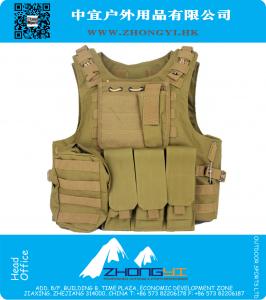 Militaire Camouflage Tactische Molle Vest Borst Rig Triple 5.56mm Rifle Mag Pouch Diversen Tassen