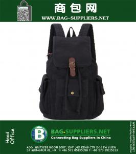 Military Canvas Backpack Vintage Women And Men's Backpack School Book Laptop Bag Travel Lover Rucksack Genuine Leather Bag