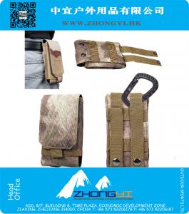 Caminhada ao ar livre MOLLE Army Camo Camouflage Cintura Bag Gancho Loop Belt Pouch Holster Case para Multi Phone Model + Mountain Buckle