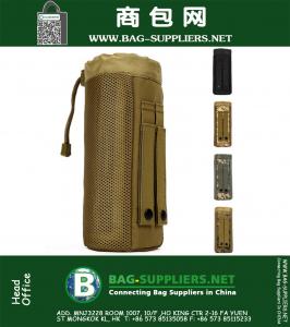 Sistema MOLLE ao ar livre Garrafa de água tática Bolso D-ring Holder Drawstring Pouch Bag, Army Durable Nylon Equipment