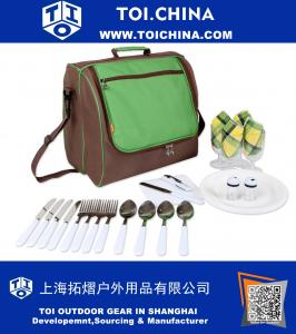 Picnic Bag - 4 Person Cutlery Set and Large Cooler Compartment - Perfect for concerts, beach, parks, hikes