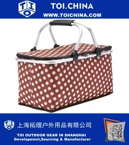 Picnic Basket, Insulated Folding Collapsible Market Picnic Basket Zip Closure Basket with Carrying Handles for Outdoor Picnic