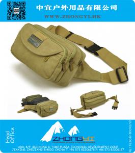 Taktik retro küçük tuval mens kemer çantası birçok cepleri ile Erkek spor koşu için Kore tarzı bel paketi çanta