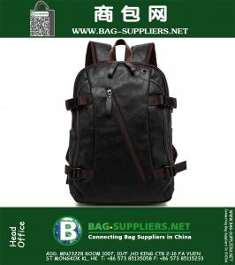 Travel Men Bag PU Leather Bagpack Military Tactical Vintage Camping Hiking Lay Bag Masculina Rucksack