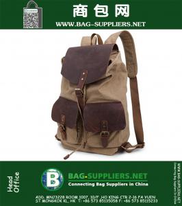 Vintage Canvas Backpack Bags Leather Flap Laptop Backpacks Designer Style Drawstring Rucksacks Travel Hiking Bags
