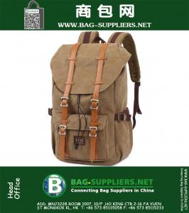 Vintage Canvas Backpack Men School Bag and Leather Backpack Women Mochila Feminina Back Pack Rucksack Bookbag Travel Bag