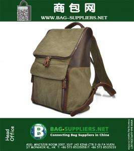 Bolsos de viaje de los hombres de la vendimia Mochila Europa Mochila militar Army Green doble hombro bolsas para hombres lienzo mujeres mochilas