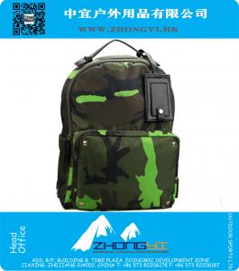 Mens military Camouflage Korean fashion backpacks nylon leather patchwork casual sport travel bag men backpack